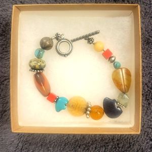 Sundance style stone and sterling silver spacers bracelet-turquoise and more